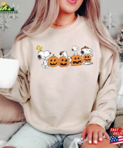 Fall Snoopy Sweatshirt Halloween Unisex Autumn Leaves Pumpkin