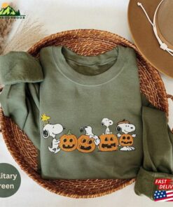 Fall Snoopy Sweatshirt Halloween Unisex Autumn Leaves Pumpkin