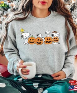 Fall Snoopy Sweatshirt Halloween Unisex Autumn Leaves Pumpkin 3