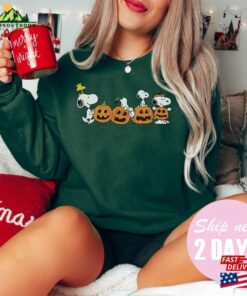 Fall Snoopy Sweatshirt Halloween Unisex Autumn Leaves Pumpkin Classic