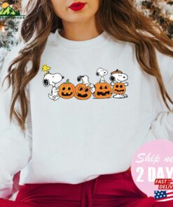 Fall Snoopy Sweatshirt Halloween Unisex Autumn Leaves Pumpkin Classic