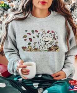 Fall Snoopy Sweatshirt Halloween Unisex Autumn Leaves Pumpkin T-Shirt Hoodie