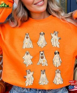 Floral Ghost Dogs Halloween Sweatshirt Spooky Dog T-Shirt 2023 Happy Funny Hoodie