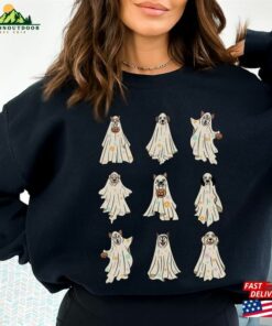 Floral Ghost Dogs Halloween Sweatshirt Spooky Dog T Shirt 2023 Happy Funny Hoodie 3
