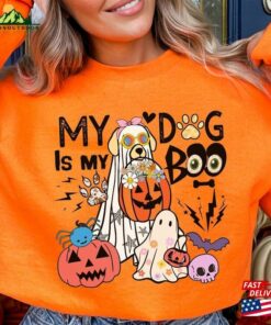 Floral Ghost Dogs Halloween Sweatshirt Spooky Dog T-Shirt 2023 Happy Funny Hoodie Unisex