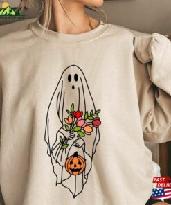 Floral Ghost Halloween Shirt Trick Or Treat Autumn Pumpkin Sweatshirt Hoodie