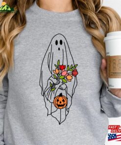 Floral Ghost Halloween Shirt Trick Or Treat Autumn Pumpkin Sweatshirt Hoodie