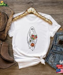 Floral Ghost Halloween Shirt Trick Or Treat Autumn Pumpkin Sweatshirt Hoodie 3