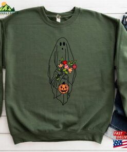 Floral Ghost Halloween Shirt Trick Or Treat Autumn Pumpkin Sweatshirt Hoodie 4