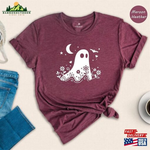 Floral Ghost Shirt Halloween Party T-Shirt Classic Unisex