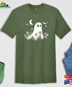 Floral Ghost Shirt Halloween Party T Shirt Classic Unisex 3