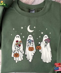 Floral Ghost Sweatshirt Halloween Sweater Shirt T-Shirt