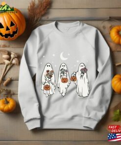 Floral Ghost Sweatshirt Halloween Sweater Shirt T-Shirt Unisex