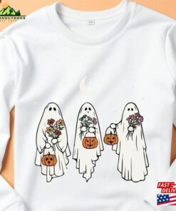 Floral Ghost Sweatshirt Halloween Sweater Shirt T-Shirt Unisex