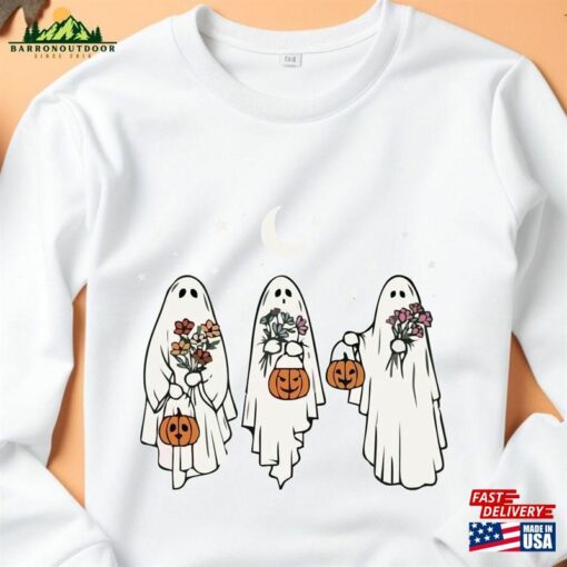 Floral Ghost Sweatshirt Halloween Sweater Shirt T-Shirt Unisex