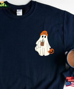 Funny Ghost Ice Coffee Sweatshirt Spooky Weatshirt Womens Halloween Classic