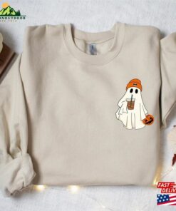 Funny Ghost Ice Coffee Sweatshirt Spooky Weatshirt Womens Halloween Classic 3