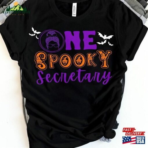 Funny Secretary Halloween Shirt One Spooky Tee Scary Unisex Hoodie