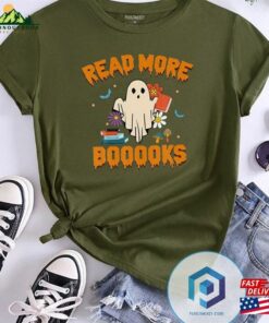 Funny Teacher Halloween Ghost Read More Books Cute T-Shirt Sweatshirt Sweater Unisex Hoodie