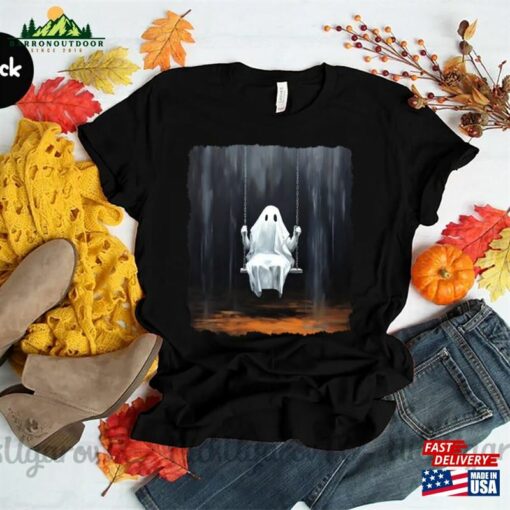 Ghost On Swing Shirt Halloween Gift Hoodie T-Shirt