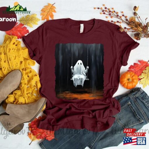 Ghost On Swing Shirt Halloween Gift Hoodie T-Shirt