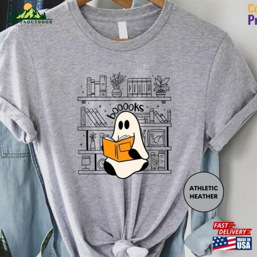 Ghost Reading Books Shirt Bookish Halloween Teacher Gift Sweatshirt Unisex