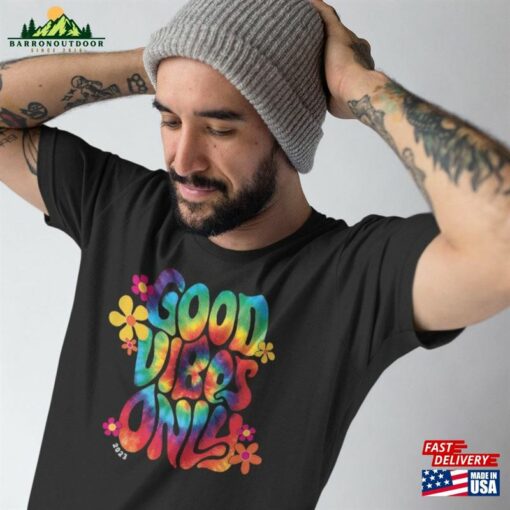 Good Vibes 2023 Colorful Psychedelic Men’S Black Tee Nwt Unisex Hoodie