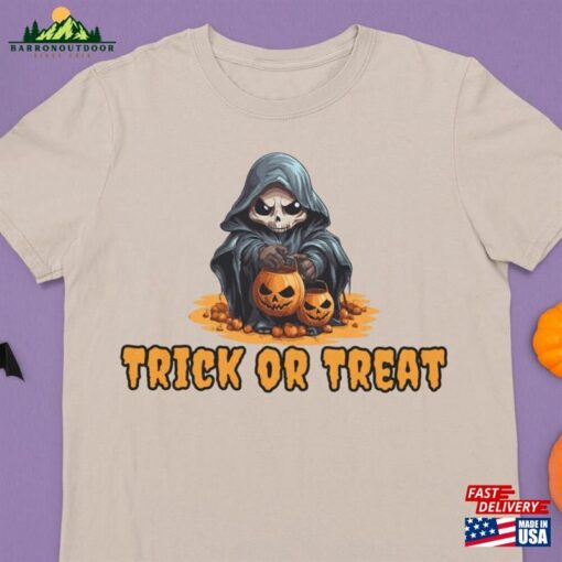 Grim Reaper Trick Or Treat Halloween Shirt Unisex Classic