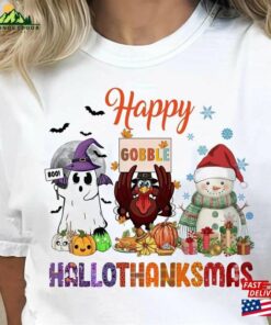 Hallothanksmas Gift Halloween Shirt Thanksgiving Top Unisex Hoodie