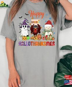 Hallothanksmas Gift Halloween Shirt Thanksgiving Top Unisex Hoodie
