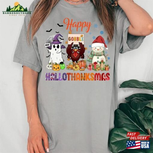 Hallothanksmas Gift Halloween Shirt Thanksgiving Top Unisex Hoodie