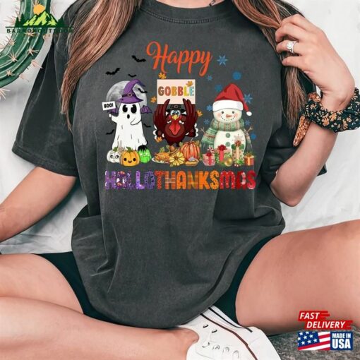 Hallothanksmas Gift Halloween Shirt Thanksgiving Top Unisex Hoodie