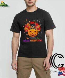 Hallothanksmas Turkey Santa Australian Cattle Dog T-Shirt Halloween T-Shirts Cute Teacher Sweatshirt Classic