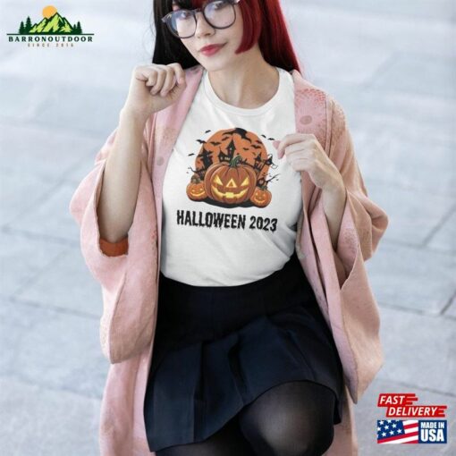 Halloween 2023 Unisex Jersey Short Sleeve Tee Pumpkin Shirt Happy T-Shirt Hoodie