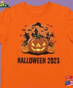 Halloween 2023 Unisex Jersey Short Sleeve Tee Pumpkin Shirt Happy T-Shirt Hoodie