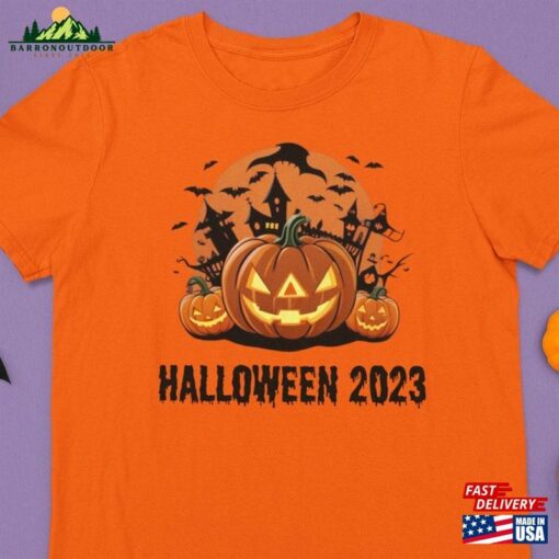 Halloween 2023 Unisex Jersey Short Sleeve Tee Pumpkin Shirt Happy T-Shirt Hoodie