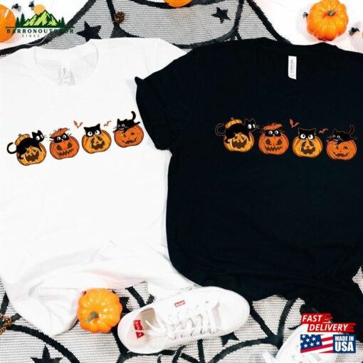 Halloween Black Cat Sweatshirt Pumpkin Shirt Sweater Classic T-Shirt