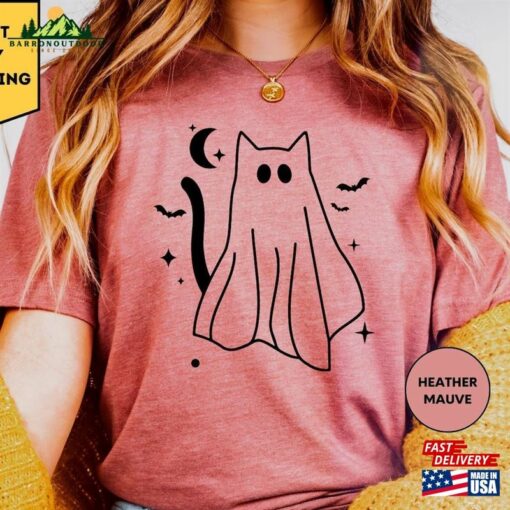 Halloween Cat T-Shirt Shirt Ghost Hoodie Unisex