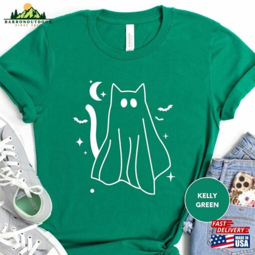 Halloween Cat T-Shirt Shirt Ghost Hoodie Unisex