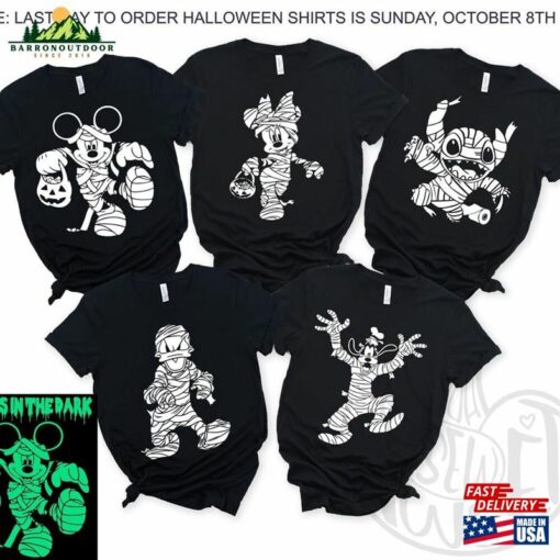 Halloween Disney Shirt Mickey Mouse Mummy Glow In The Dark Tee Costume Vacation Shirts T-Shirt Sweatshirt