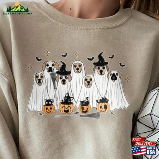 Halloween Dog Sweatshirt Ghost Shirt 2023 Happy Unisex Classic