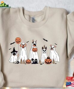 Halloween Dog Sweatshirt Womens Ghost T-Shirt Unisex