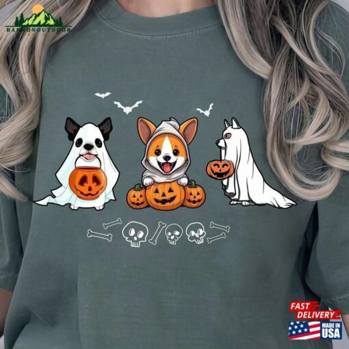 Halloween Dogs Shirt Comfort Colors Ghost Dog Sweatshirt Hoodie