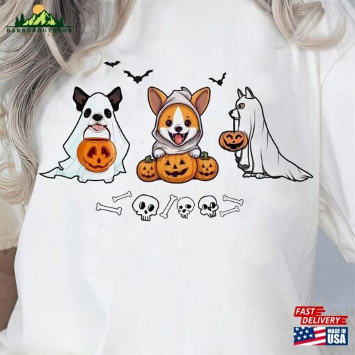 Halloween Dogs Shirt Comfort Colors Ghost Dog Sweatshirt Hoodie