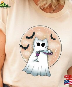 Halloween Ghost Cat Shirt Black Trendy 2023 Party Shirts Sweatshirt T-Shirt