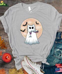 Halloween Ghost Cat Shirt Black Trendy 2023 Party Shirts Sweatshirt T-Shirt