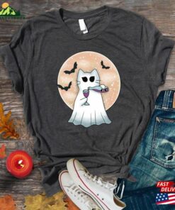 Halloween Ghost Cat Shirt Black Trendy 2023 Party Shirts Sweatshirt T Shirt 4
