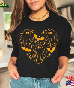 Halloween Ghost Heart Shirt Cute Theme For Women 2023 Pumpkin Season Unisex Classic