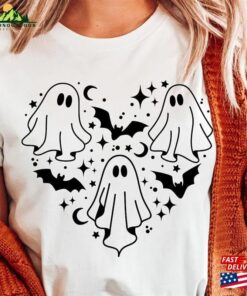 Halloween Ghost Heart Shirt Cute Theme For Women 2023 Pumpkin Season Unisex Classic