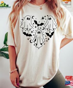 Halloween Ghost Heart Shirt Cute Theme For Women 2023 Pumpkin Season Unisex Classic 4